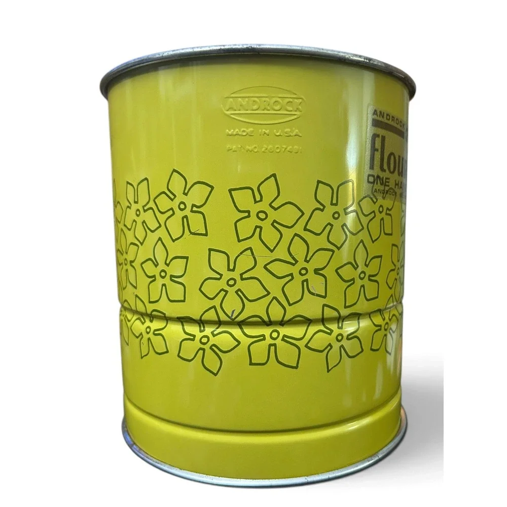 Vintage Androck 3-Screen Flour Sifter Retro Avocado Green Floral Daisy 1970s